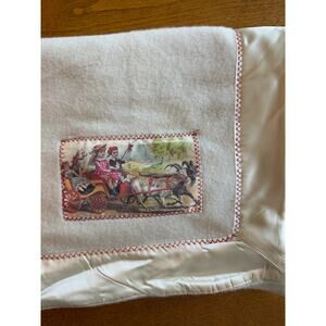 Amy Karyn vintage inspired baby blanket - cream - satin edged - 38 x 34